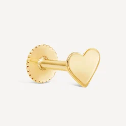 9ct Yellow Gold Plain Polished Heart Single Stud Earring