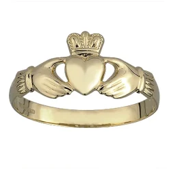 9ct Yellow Gold Plain Puffed Claddagh Ring