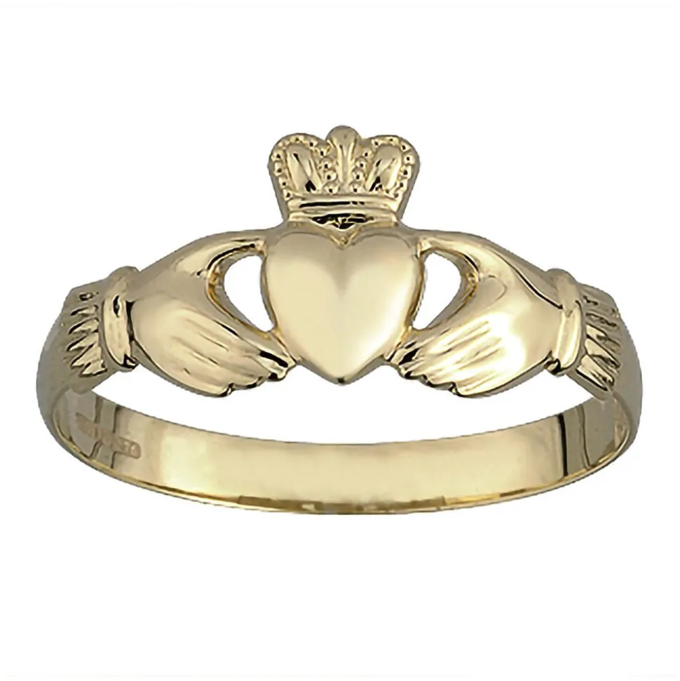 9ct Yellow Gold Plain Puffed Claddagh Ring