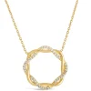 9ct Yellow Gold Plaited Plain and Cubic Zirconia Circle Chain Necklet