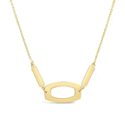 9ct Yellow Gold Polished Open Oval & Bar Chain Necklet