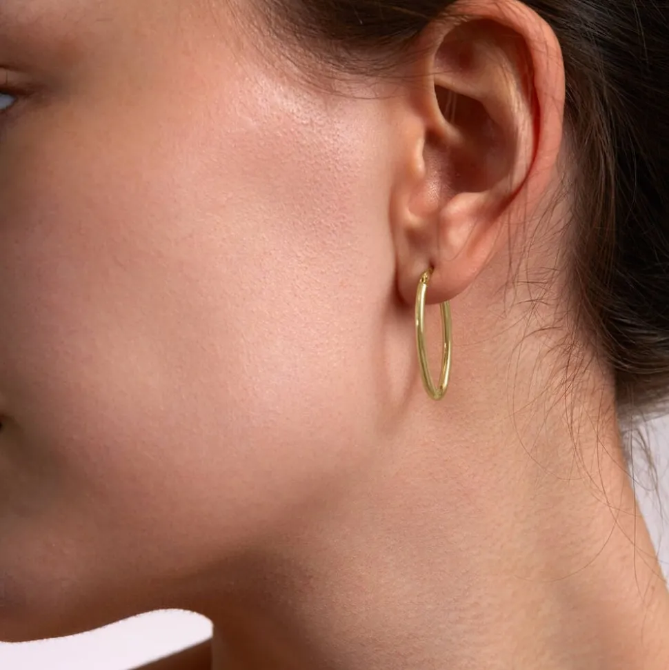 9ct Yellow Gold Polished Oval Hoop Earrings