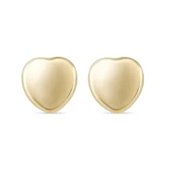 9ct Yellow Gold Polished Plain Heart Stud Earrings
