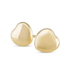 9ct Yellow Gold Polished Plain Heart Stud Earrings