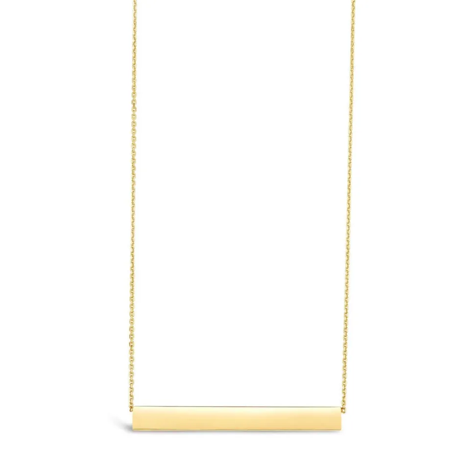 9ct Yellow Gold Rectangular Polished Bar Ladies Necklace