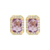 9ct Yellow Gold Rectangular Amethyst & Cubic Zirconia Frame Stud Earrings