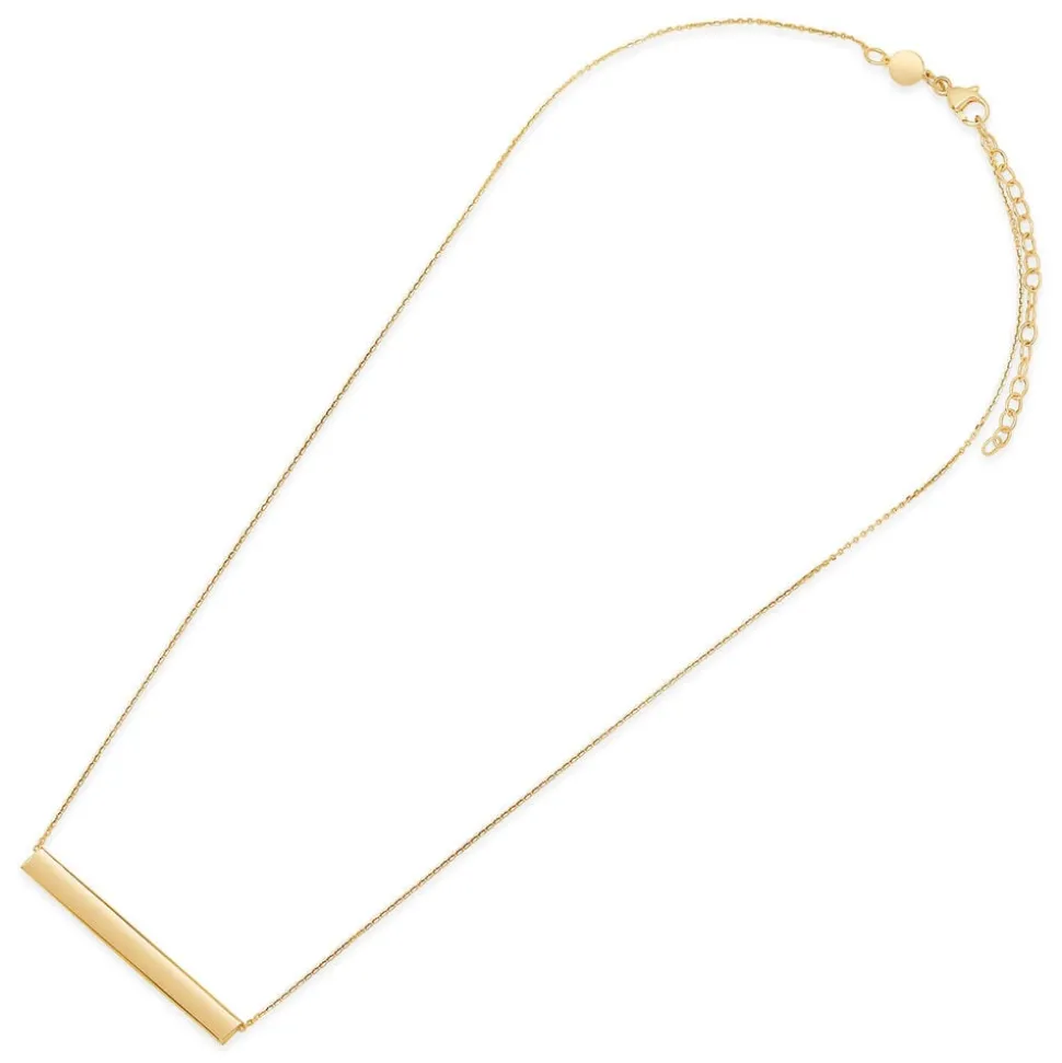 9ct Yellow Gold Rectangular Polished Bar Ladies Necklace