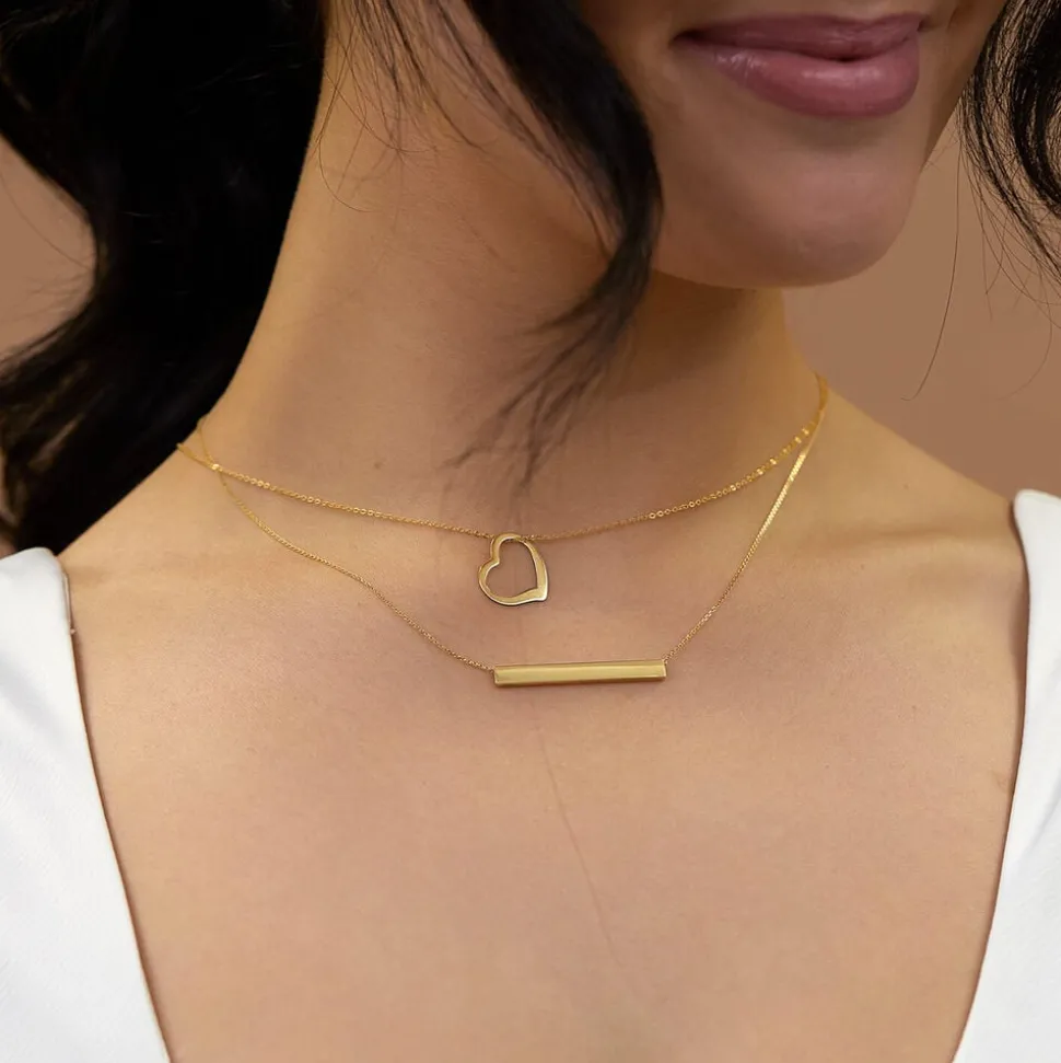 9ct Yellow Gold Rectangular Polished Bar Ladies Necklace