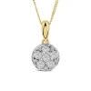 9ct Yellow Gold Round 0.25ct Diamond Cluster Pendant