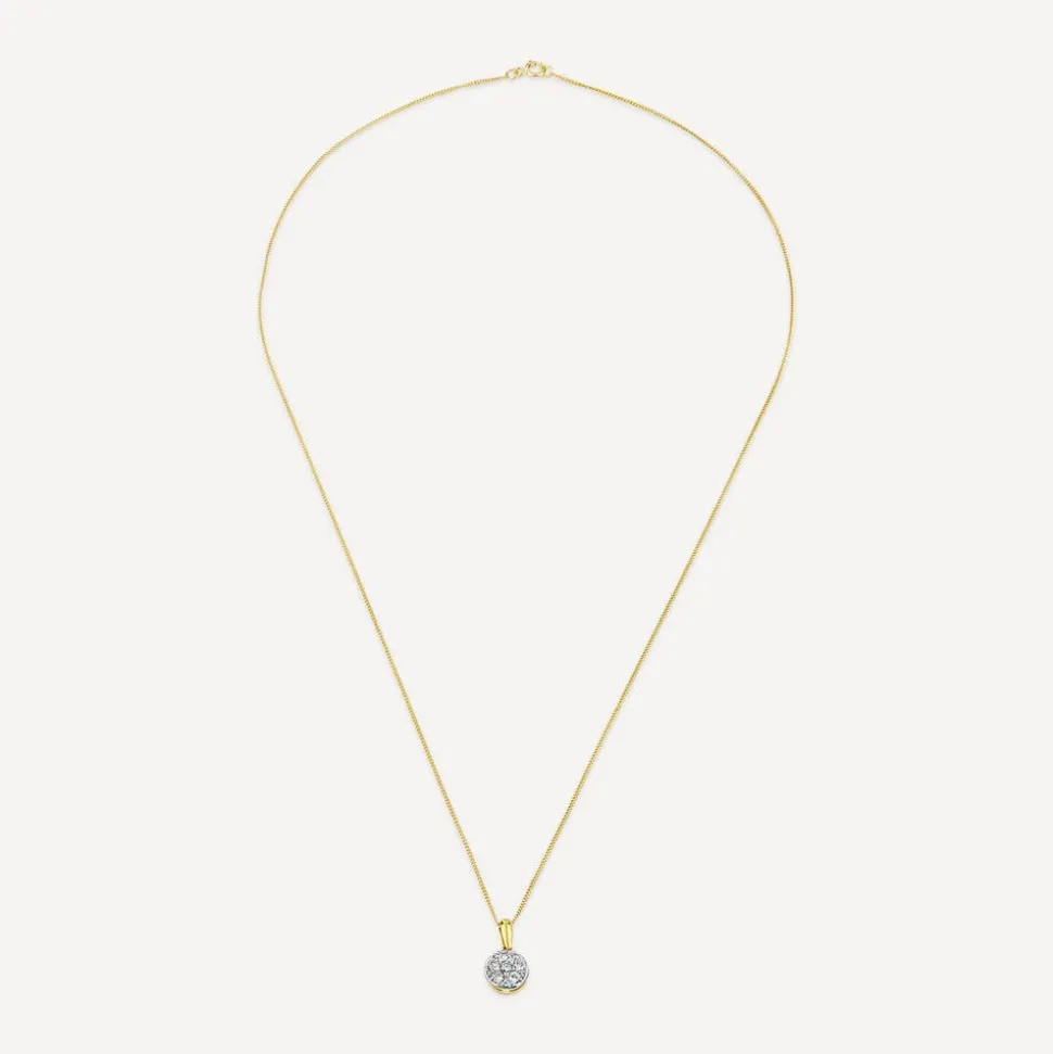 9ct Yellow Gold Round 0.25ct Diamond Cluster Pendant