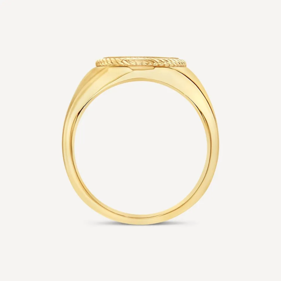 9ct Yellow Gold Round Rope Edge Signet Ring