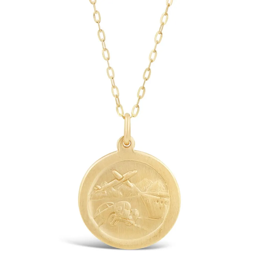 9ct Yellow Gold Round St Christopher's Medal Pendant (Chain Included)