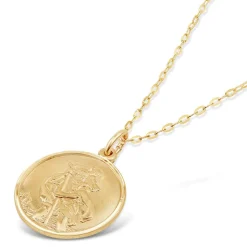9ct Yellow Gold Round St Christopher's Medal Pendant (Chain Included)