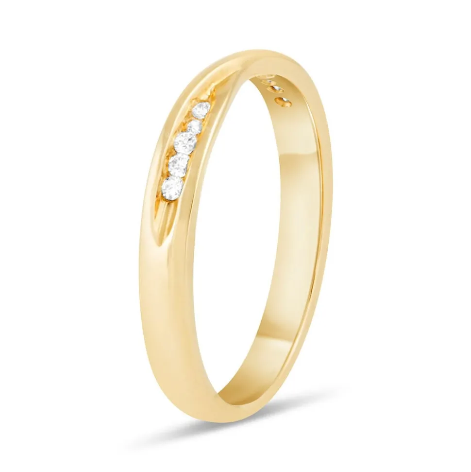 9ct Yellow Gold Shaped Diamond 3mm Wedding Ring