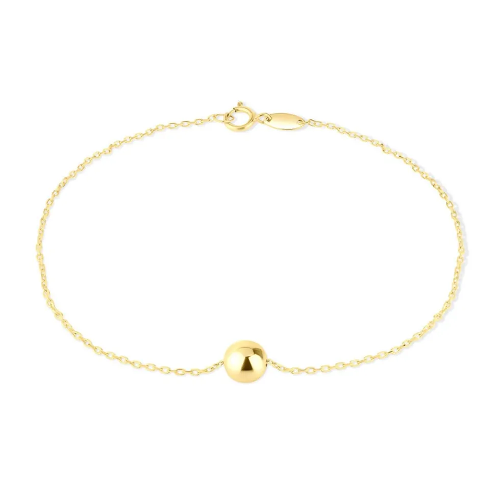 9ct Yellow Gold Single Ball Bracelet