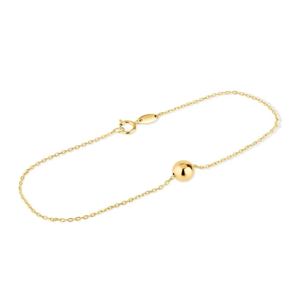 9ct Yellow Gold Single Ball Bracelet