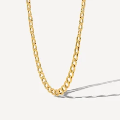 9ct Yellow Gold Six Sided Diamond Cut 18'' Curb Chain Necklace