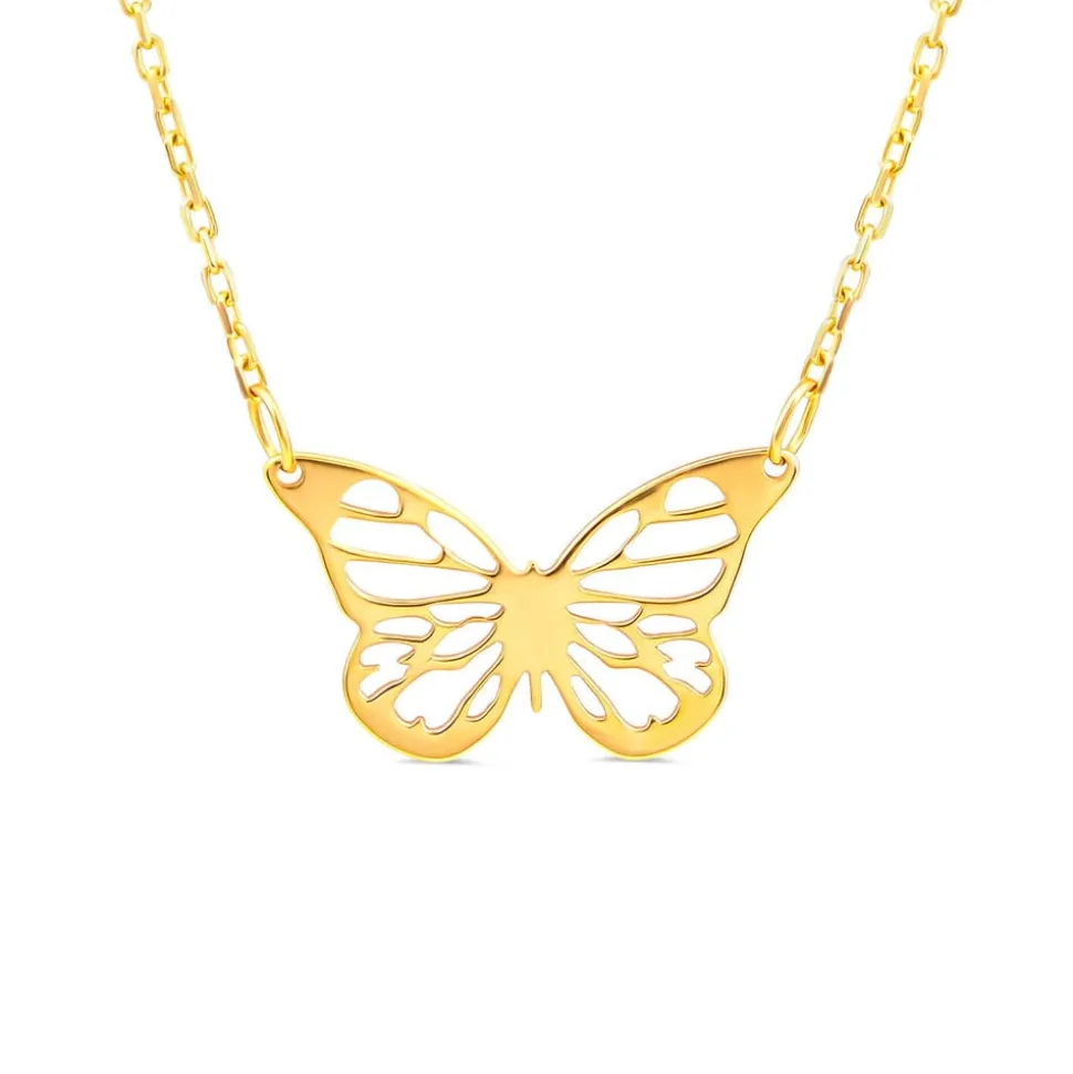 9ct Yellow Gold Small Polished Butterfly Necklet