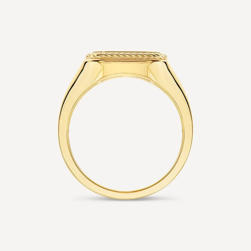 9ct Yellow Gold Square Rope Edge Signet Ring
