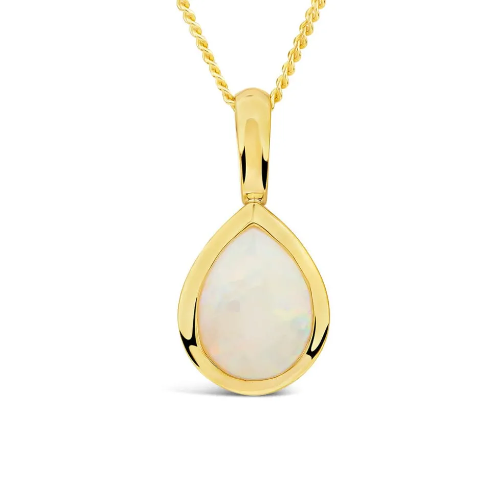 9ct Yellow Gold Teardrop Opal Gold Frame Pendant