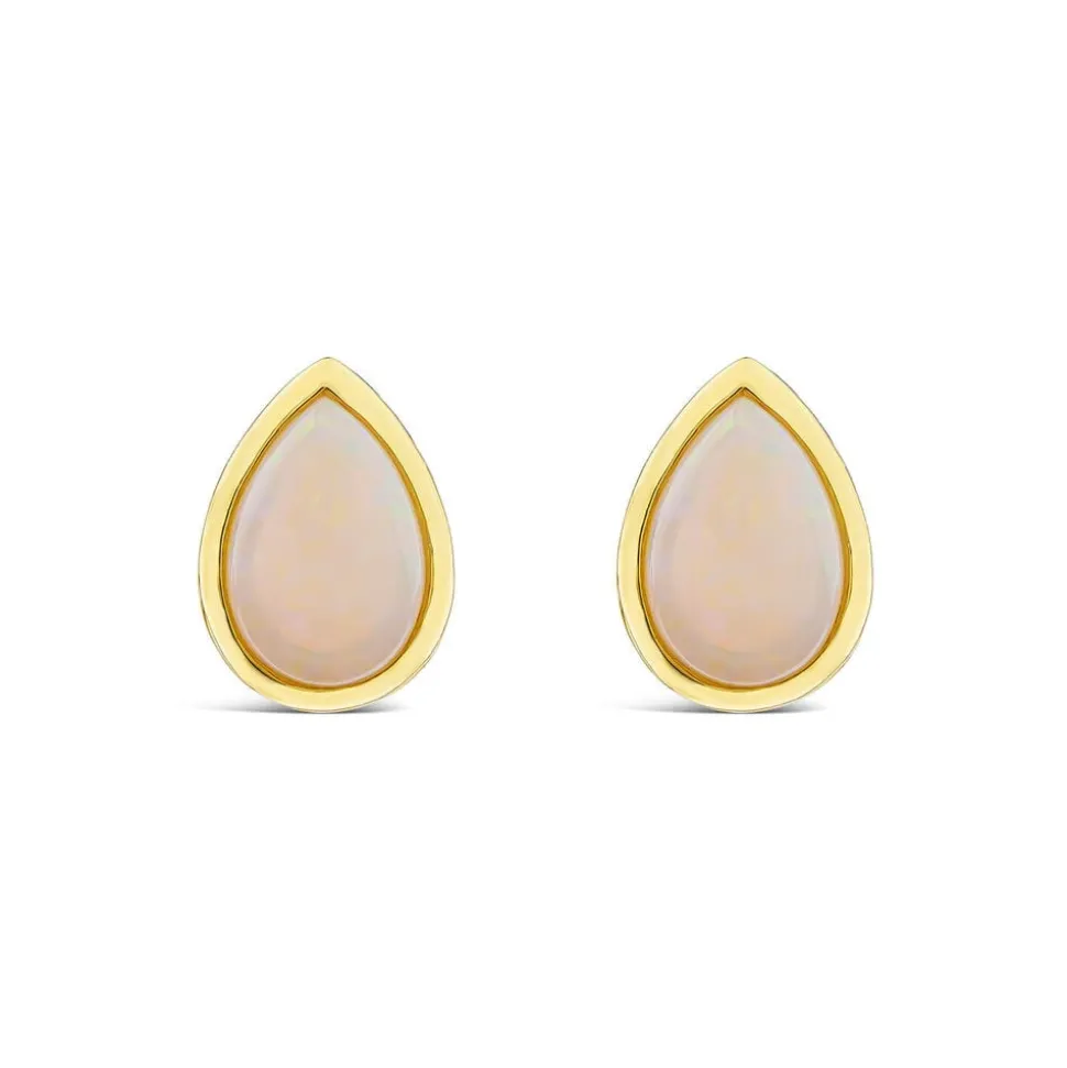 9ct Yellow Gold Teardrop Opal Gold Frame Stud Earrings
