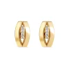 9ct Yellow Gold Three Stone Oval Stud Earrings