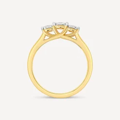 9ct Yellow Gold Three Stones 0.30ct Illusion Set Diamond Ring