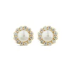 9ct Yellow Gold Tiny Pearl & Cubic Zirconia Surrounded Stud Earrings