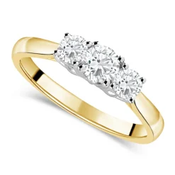18ct Yellow Gold Tulip Setting Three Stone 1 Carat Diamond Ring