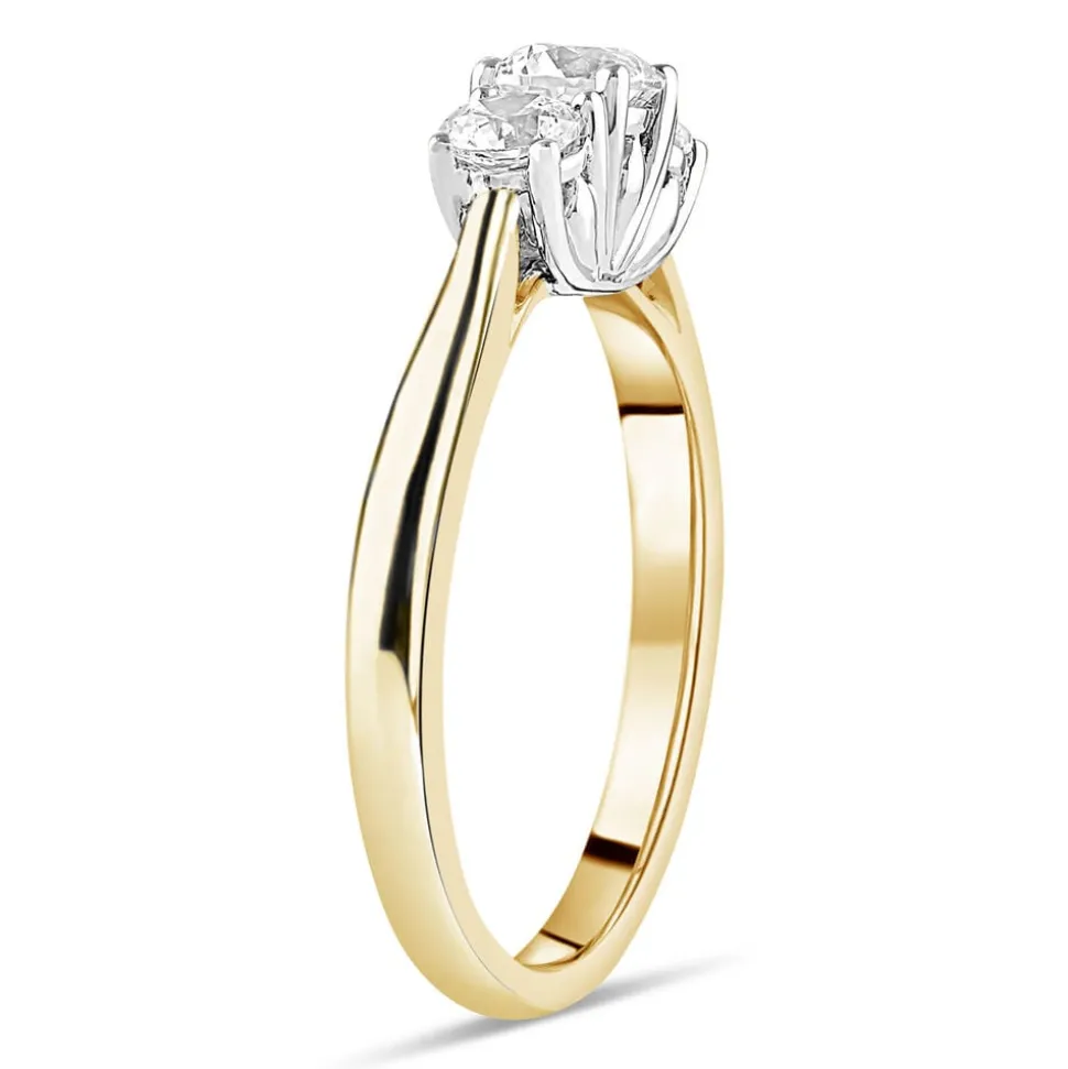 18ct Yellow Gold Tulip Setting Three Stone 1 Carat Diamond Ring