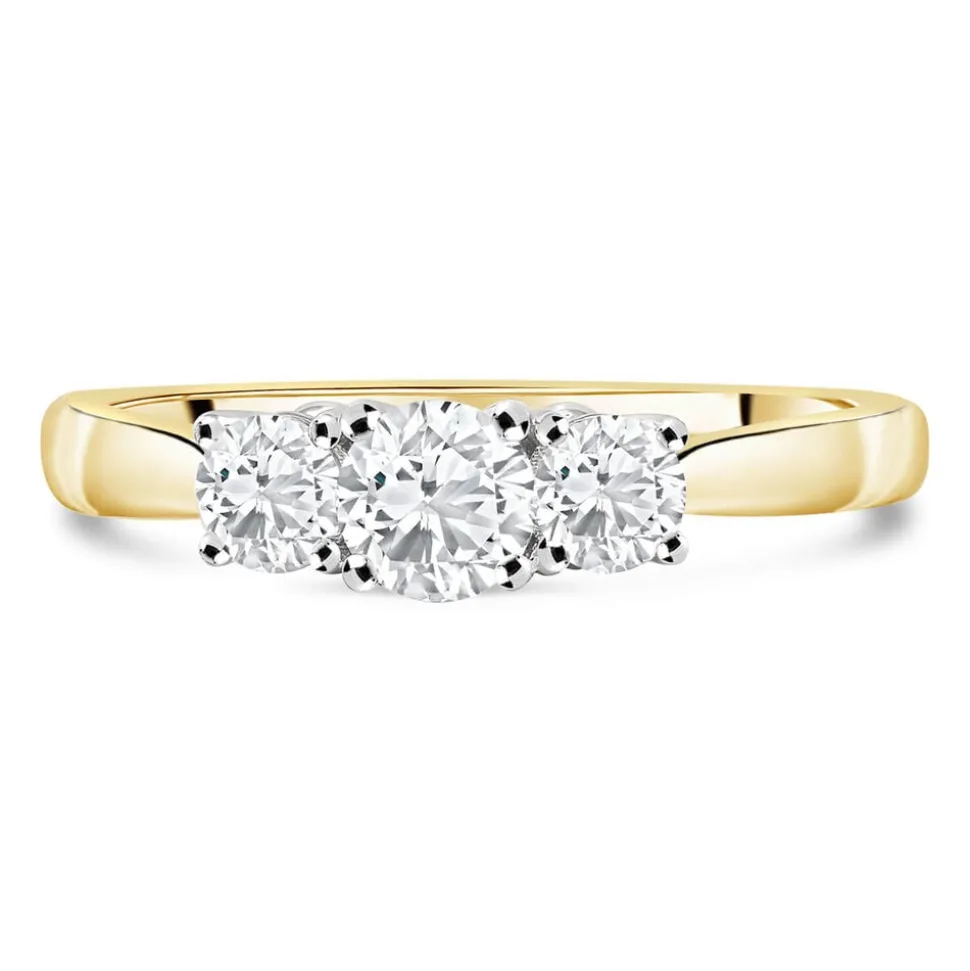18ct Yellow Gold Tulip Setting Three Stone 1 Carat Diamond Ring
