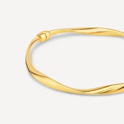 9ct Yellow Gold Twisted Tube Bangle