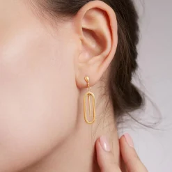 9ct Yellow Gold with Bar Centre Drop Earrings