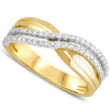 9ct Yellow&White Gold Two Row Cubic Zirconia Ring