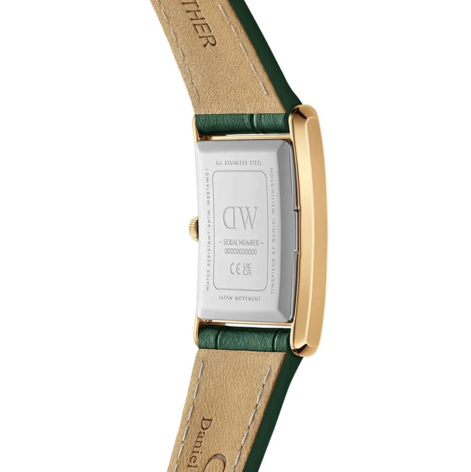 Daniel Wellington Bound 32x22mm Champagne Dial Green Crocodile Leather Strap Watch