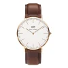 Daniel Wellington Classic St Mawes men's rose gold-plated and brown leather strap watch