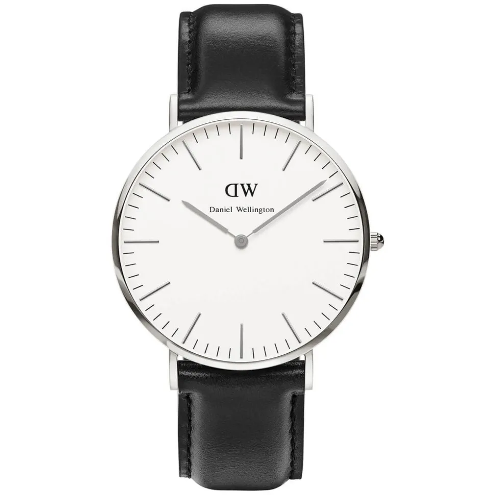 Daniel Wellington Classic Sheffield men's stainless steel and black leather strap watch