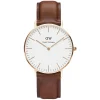 Daniel Wellington Classic St Mawes Lady rose gold-plated and brown leather strap watch