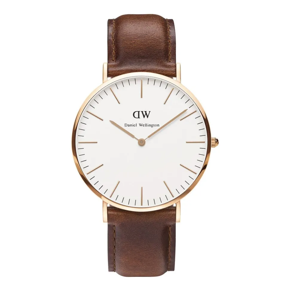 Daniel Wellington Classic St Mawes men's rose gold-plated and brown leather strap watch