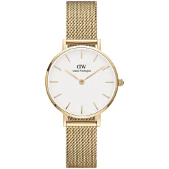 Daniel Wellington Evergold 28mm White Dial Yellow Gold Case Mesh Bracelet Watch