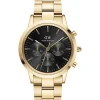 Daniel Wellington Iconic Chronograph 42mm Black Sunray Dial Yellow Gold Case Watch