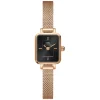 Daniel Wellington Micro 15,5x18mm Black Dial Rose Gold Mesh Bracelet Watch