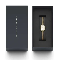 Daniel Wellington Micro 15,5x18mm Beige Dial Yellow Gold Mesh Bracelet Watch