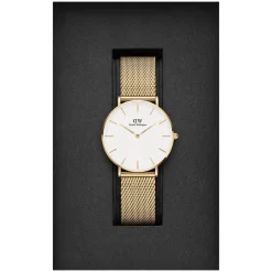 Daniel Wellington Petite Evergold 36mm White Dial Yellow Gold PVD Steel Mesh Bracelet Watch