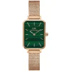 Daniel Wellington Quadro 20x26mm Pressed Melrose Mesh Malachite Dial Rose Gold Bracelet Watch