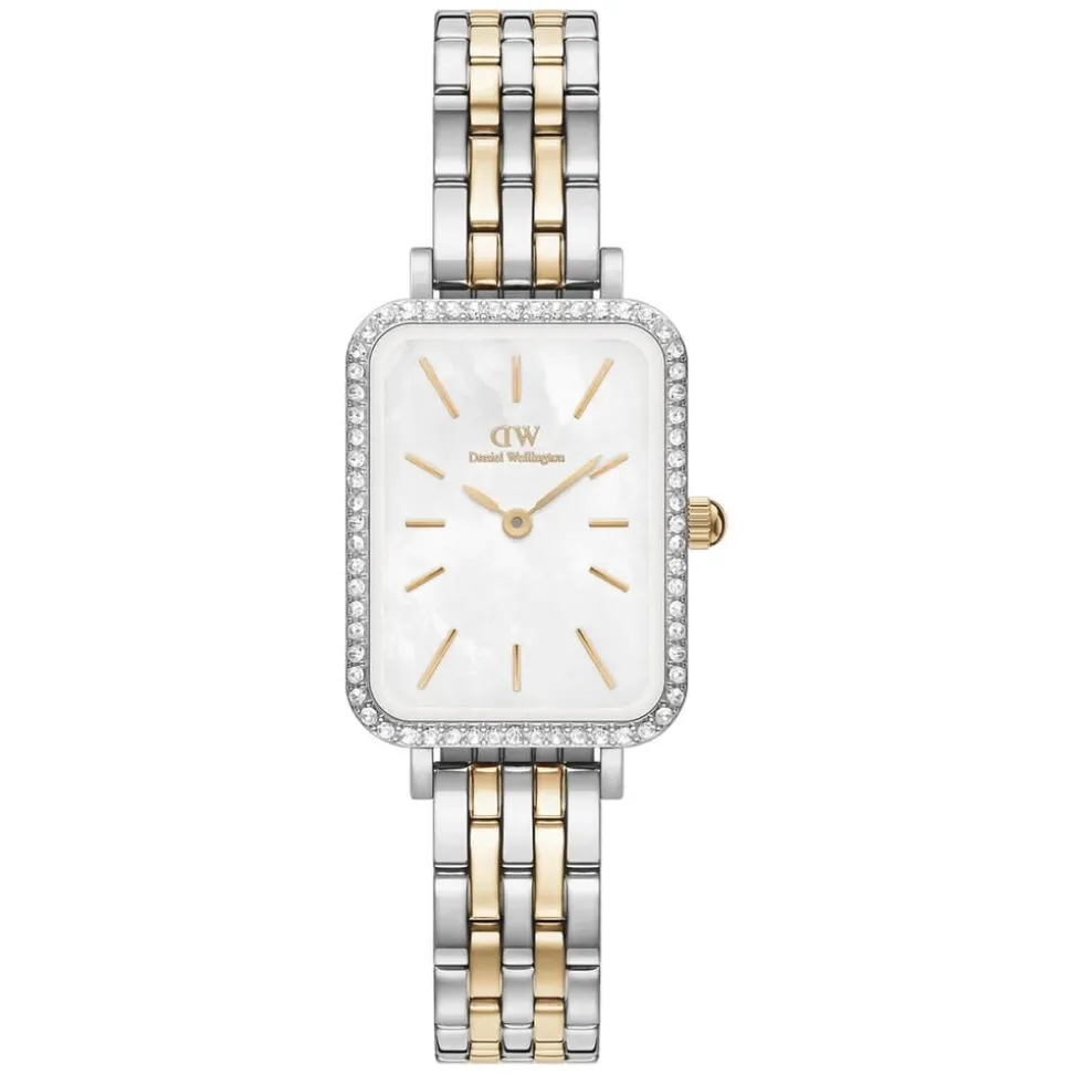 Daniel Wellington Quadro 20x26mm Mother of Pearl Dial Two Toned Stainless Steel Bracelet Watch