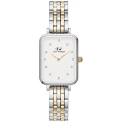 Daniel Wellington Quadro Lumine 20x26mm Eggshell White Dial Two-Tone Steel Bracelet Watch