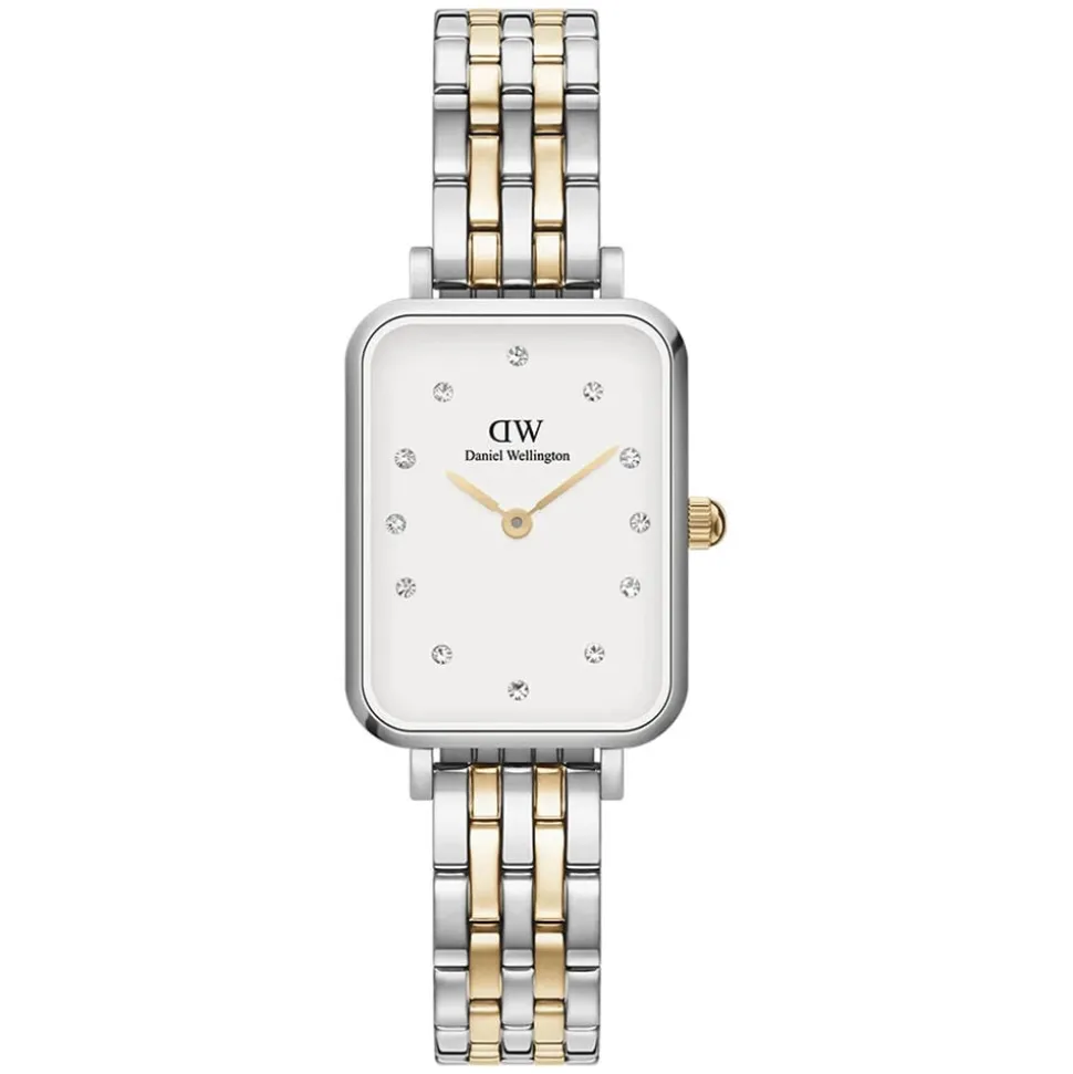 Daniel Wellington Quadro Lumine 20x26mm Eggshell White Dial Two-Tone Steel Bracelet Watch
