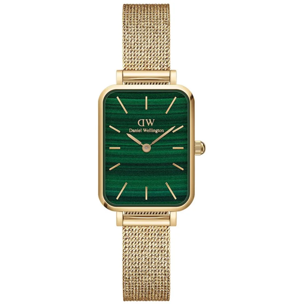 Daniel Wellington Quadro Malachite 20x26mm Green Dial Yellow Gold Bracelet Watch
