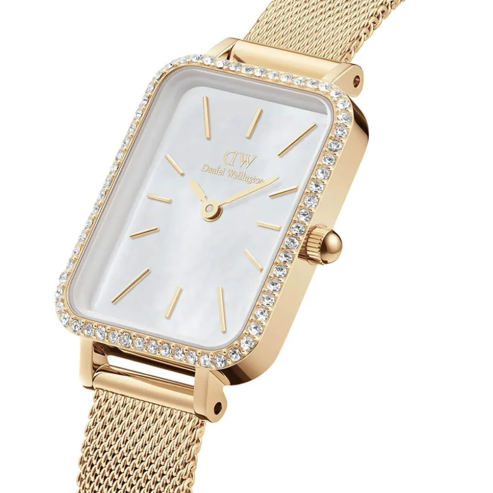 Daniel Wellington Quadro 20x26mm Mother of Pearl Dial Yellow Gold Bracelet Watch